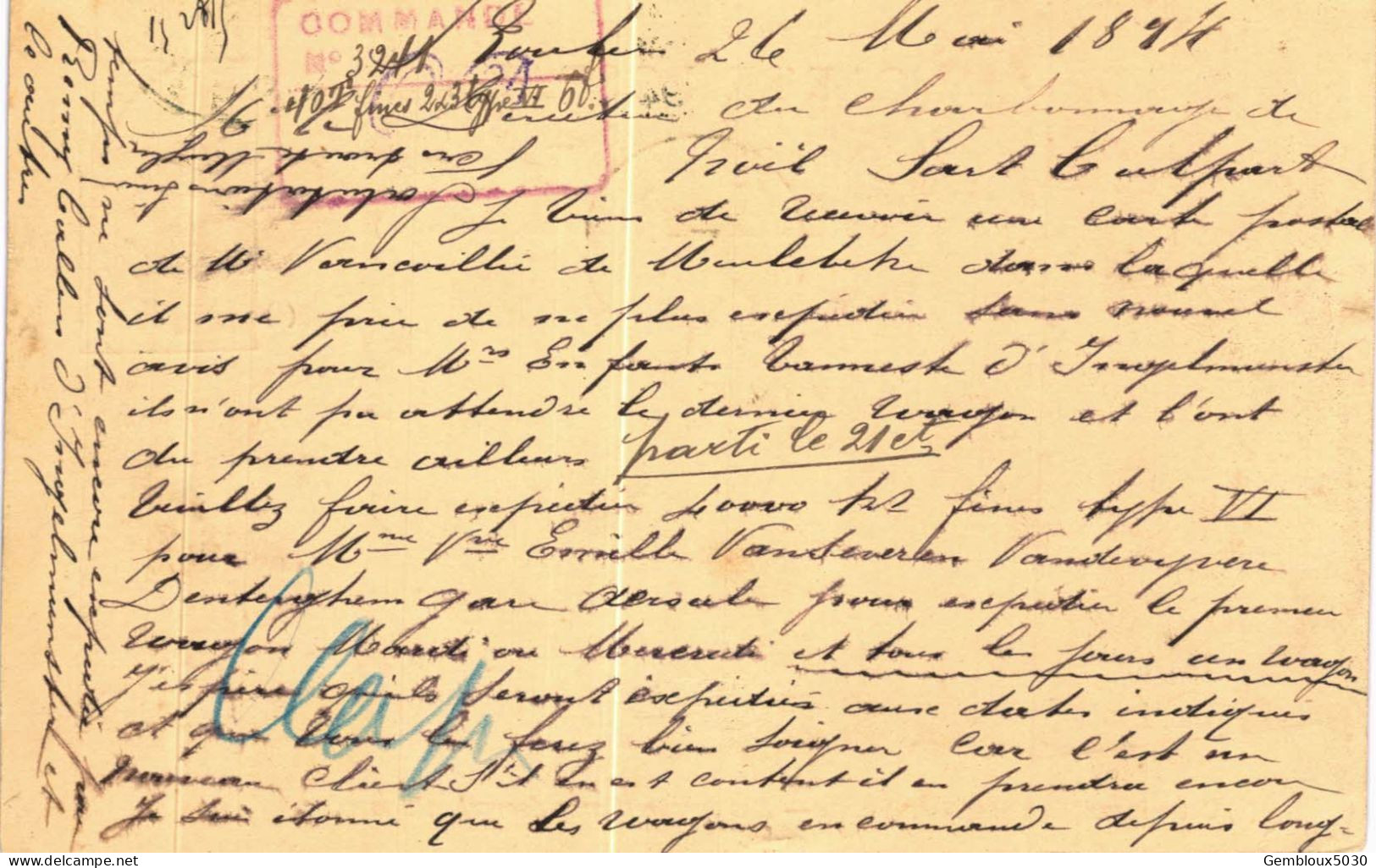(Lot 02) Entier Postal  N° 53 écrit De St Nicolas Vers Kemseke Waas  Cachet Stekene - Cartes Postales 1871-1909