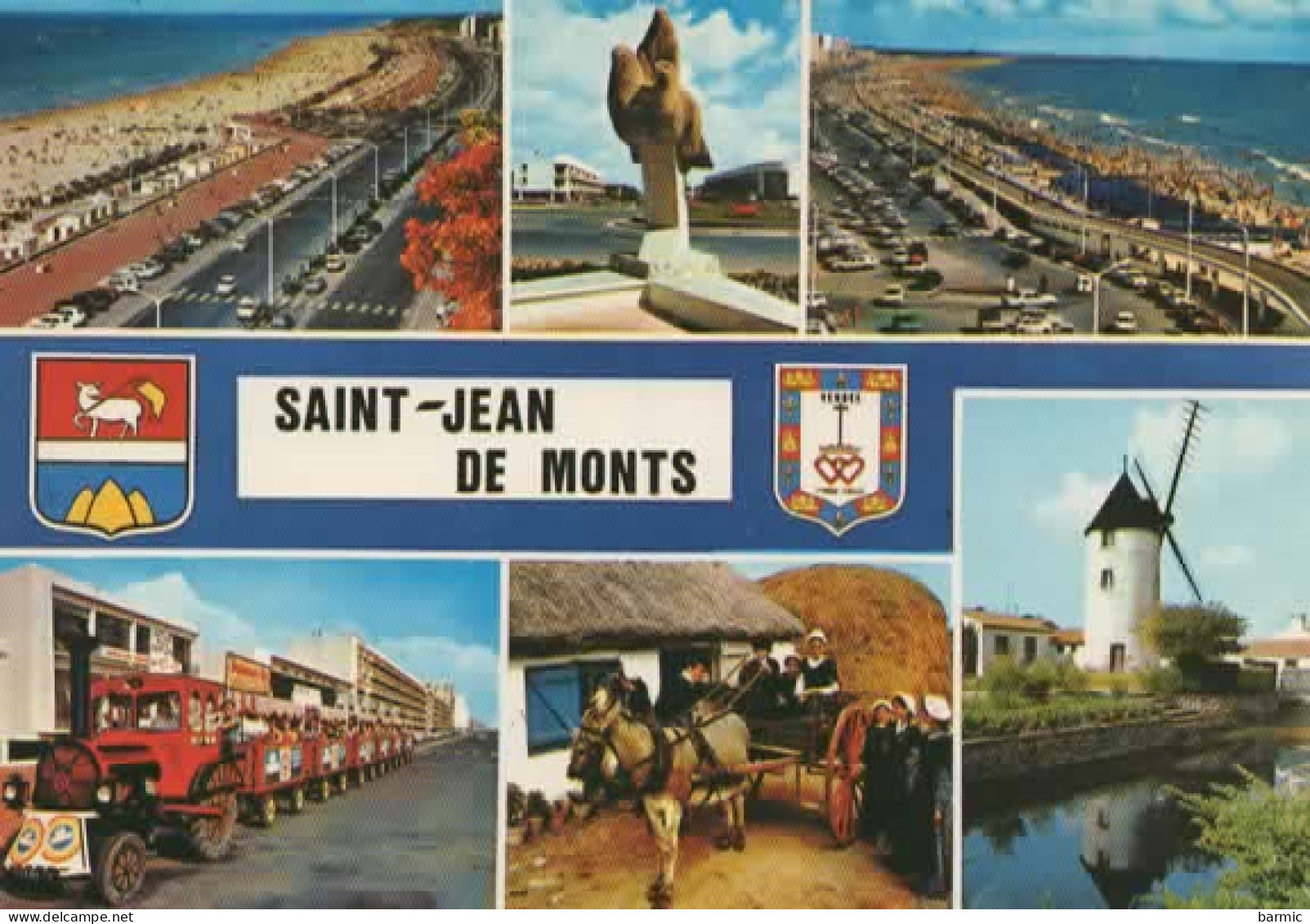 SAINT JEAN DE MONTS, MULTIVUE, LES PLAGES, LE PETIT TRAIN, MOULIN A VENT  COULEUR REF 16419 - Saint Jean De Monts