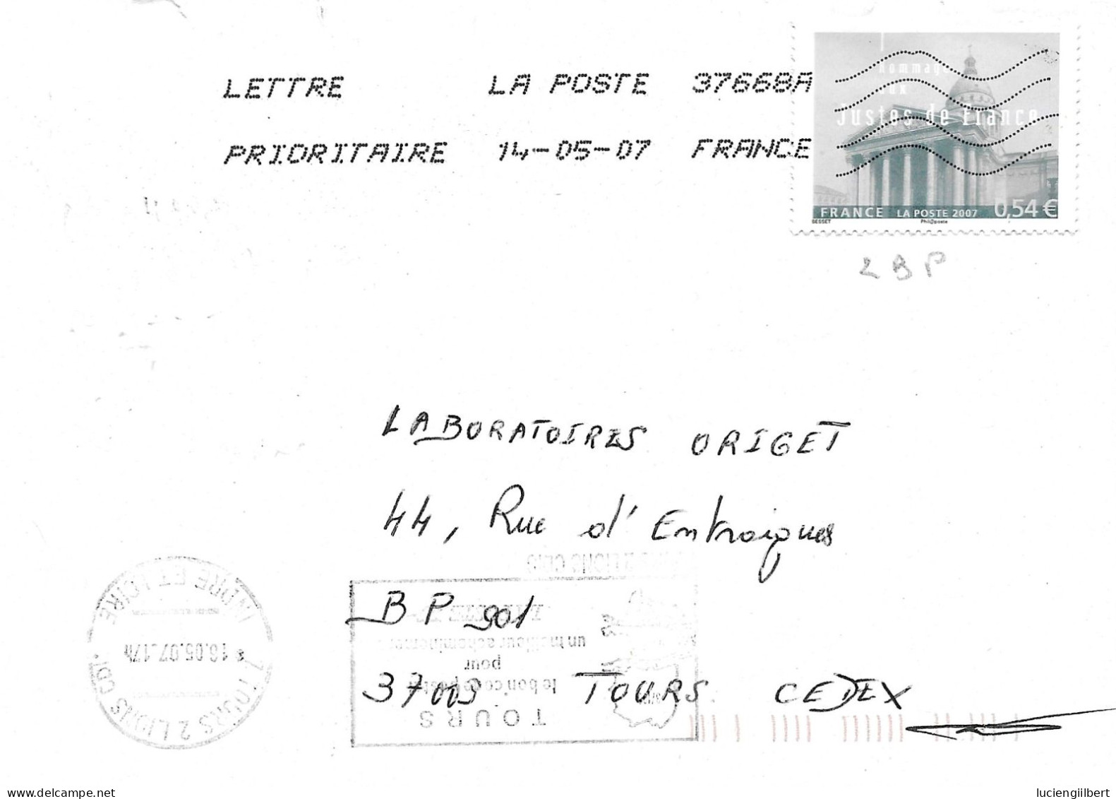 TIMBRE N° 4000   -  JUSTES DE FRANCE     - TARIF DU 1 10 06 AU 28 2 08  -  SEUL SUR LETTRE - 2007 - Postal Rates