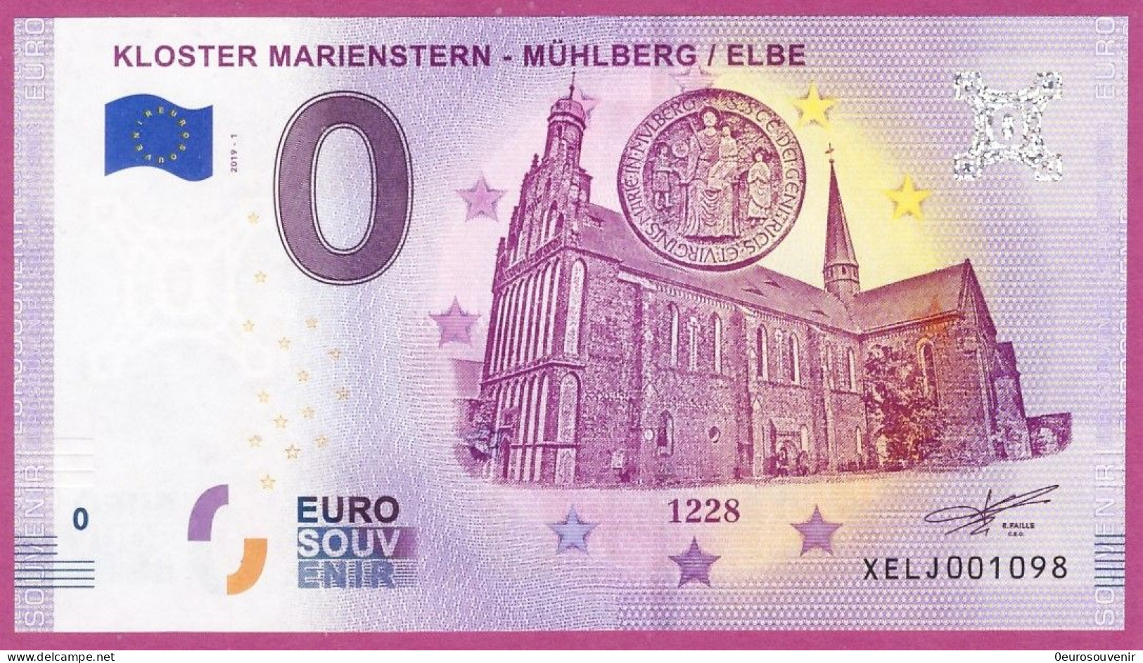 0-Euro XELJ 2019-1  KLOSTER MARIENSTERN - MÜHLBERG / ELBE - Private Proofs / Unofficial