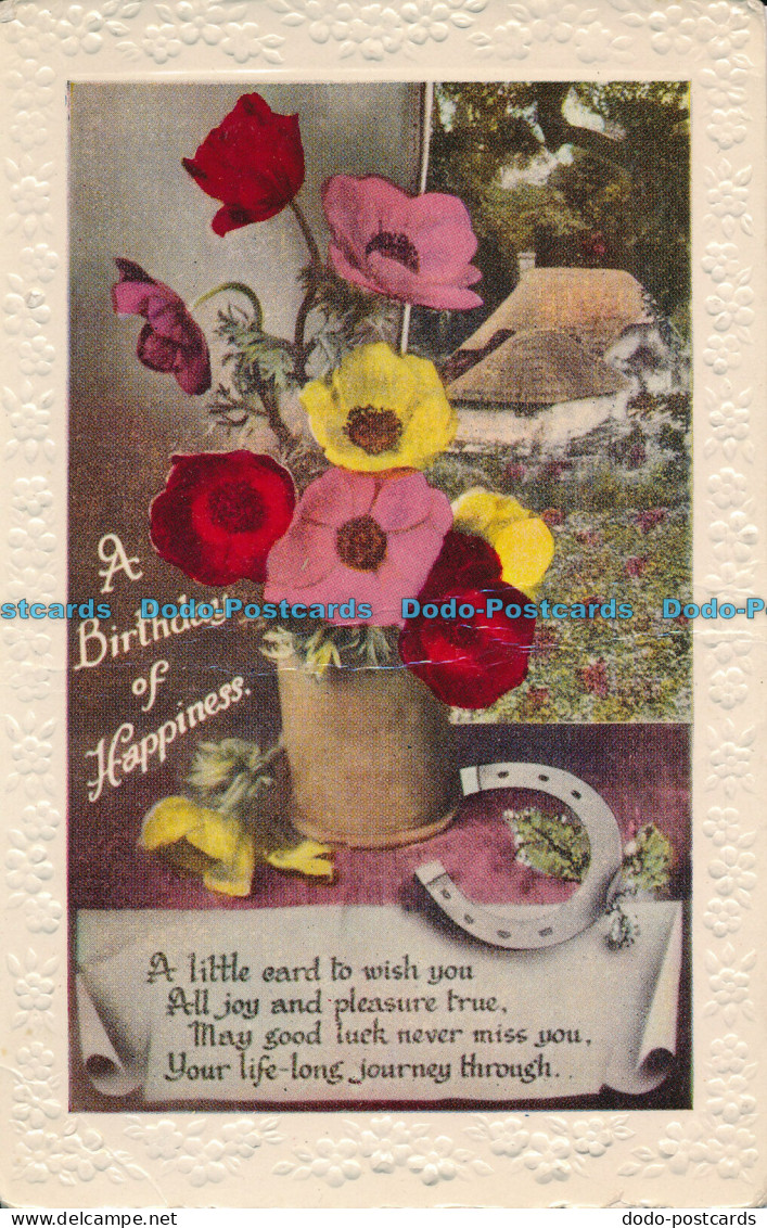 R002792 Greeting Postcard. A Birthday Of Happiness. Flowers In Vases. W. B. Acad - Monde