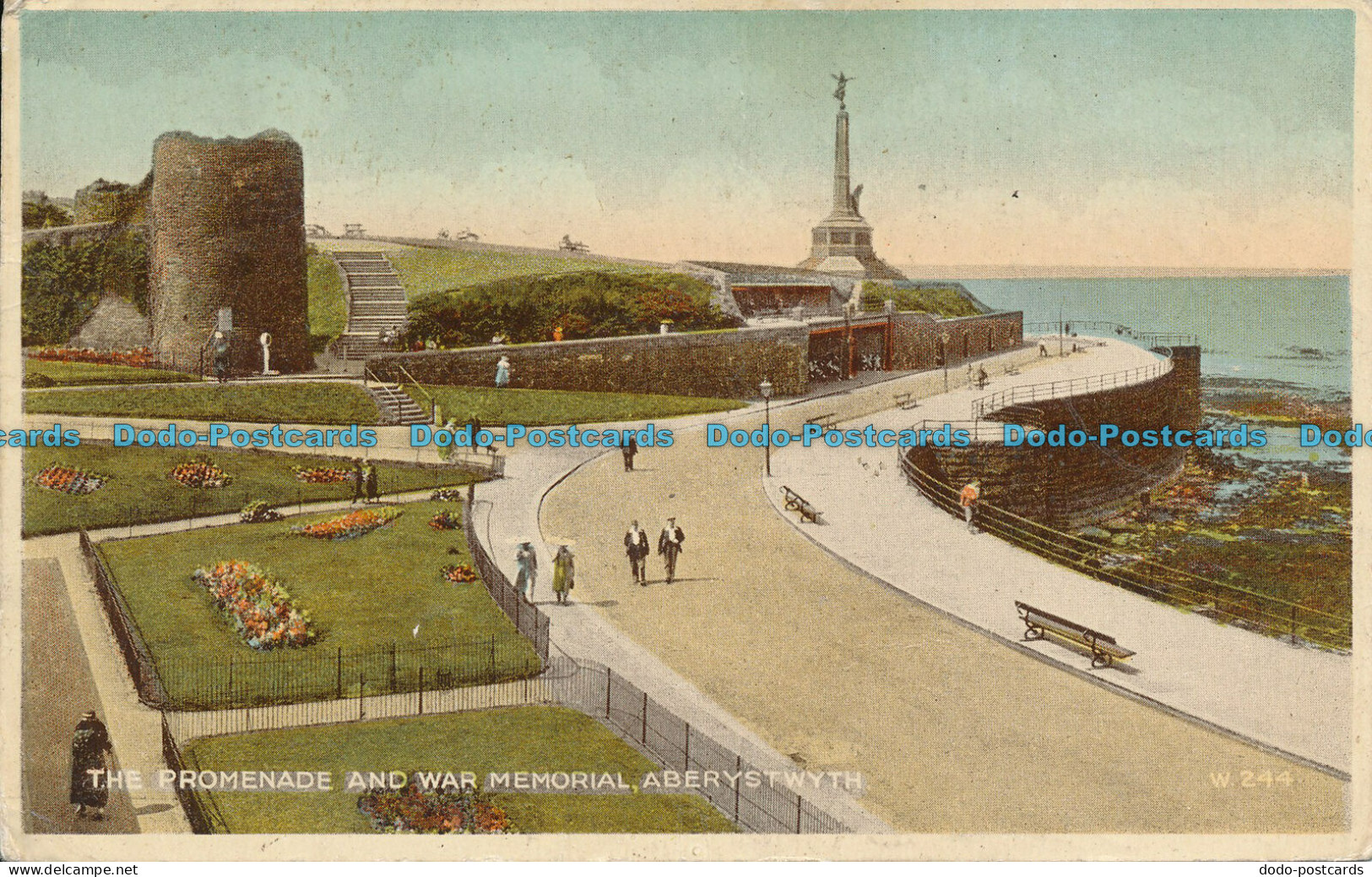 R002383 The Promenade And War Memorial. Aberystwyth. Valentine. Carbo Colour. No - Monde