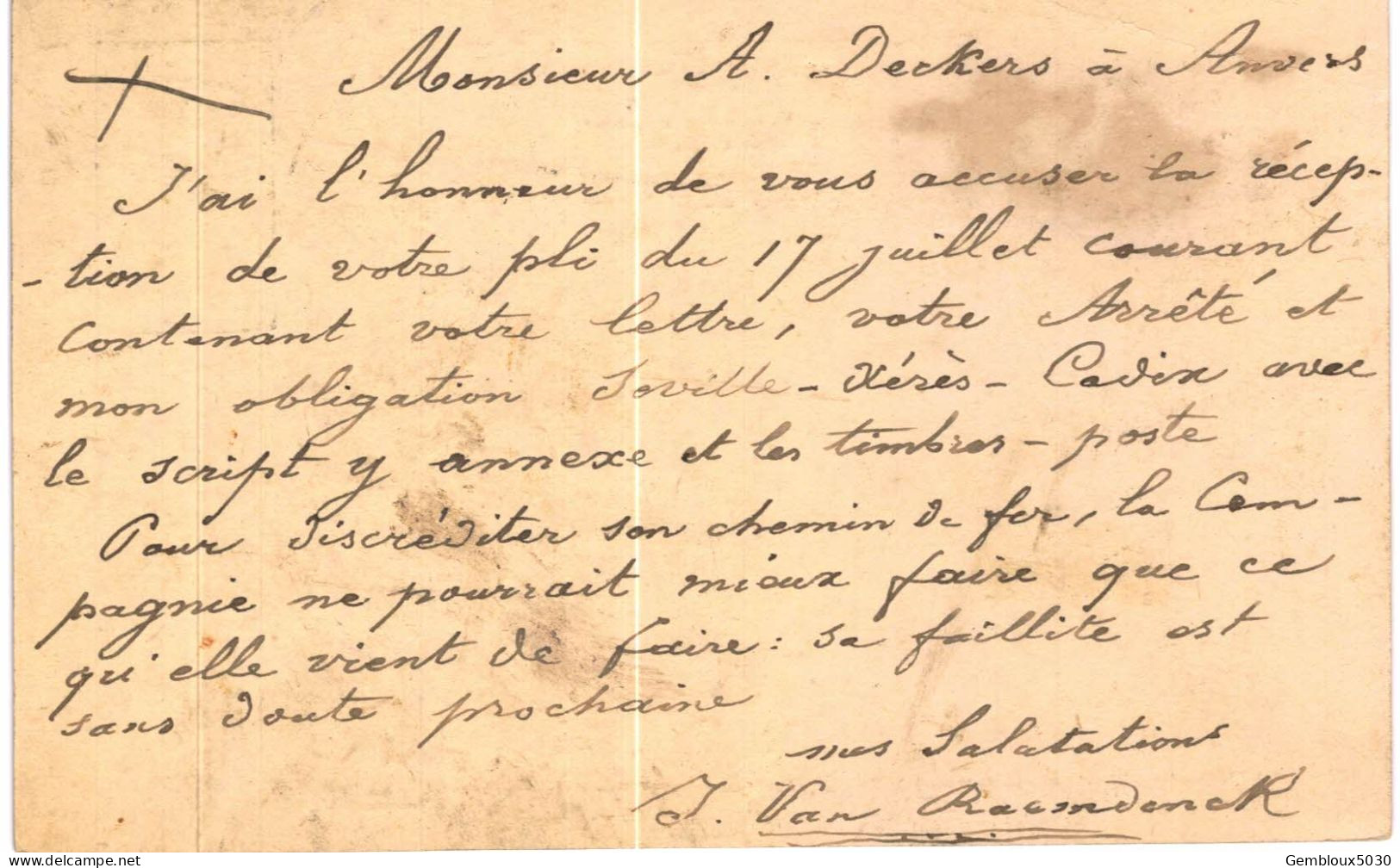 (Lot 02) Entier Postal  N° 53 écrit De St Nicolas Vers Anvers - Postcards 1871-1909