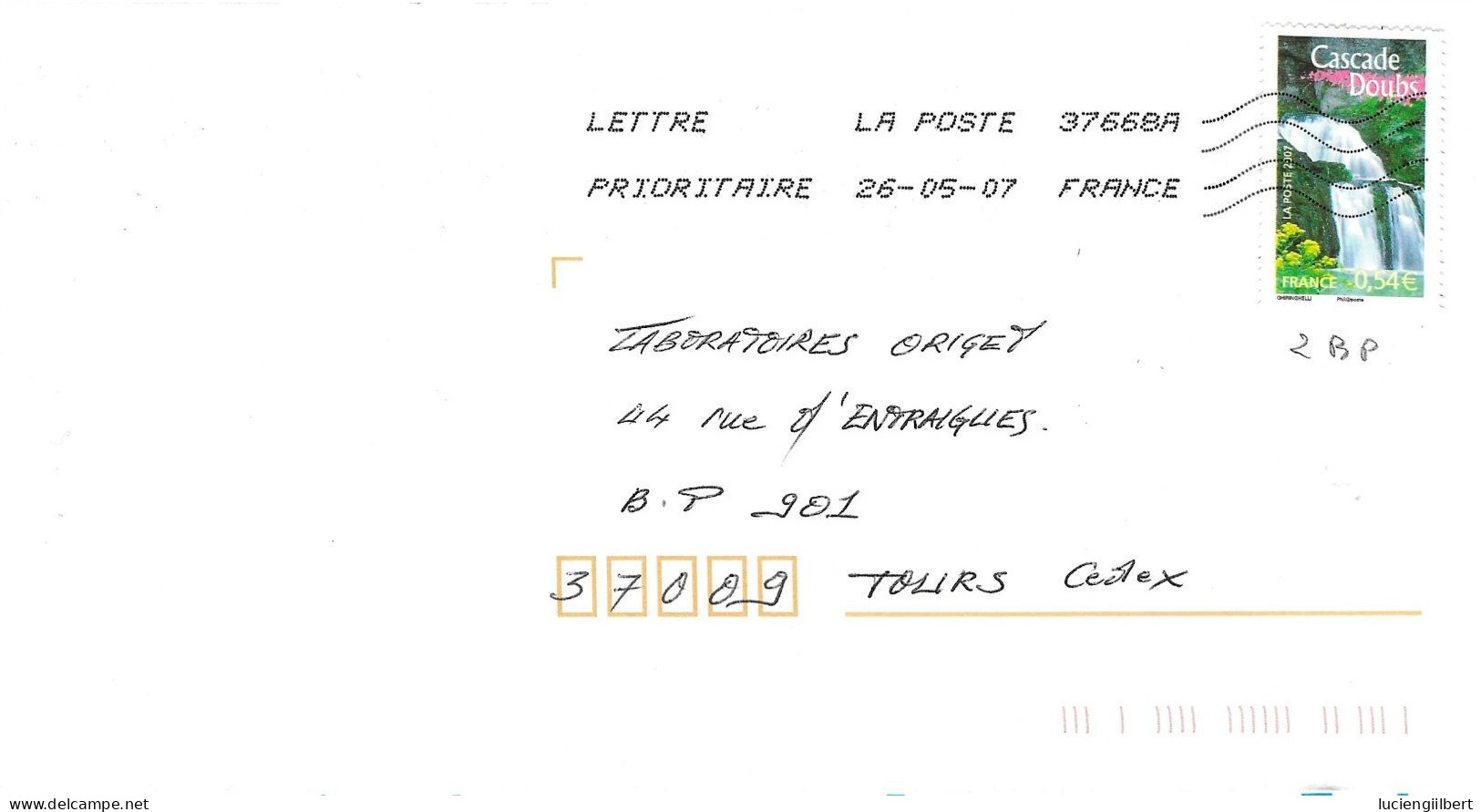 TIMBRE N° 4015   -  CASCADE DOUBS     - TARIF DU 1 10 06 AU 28 2 08  -  SEUL SUR LETTRE - 2007 - Postal Rates