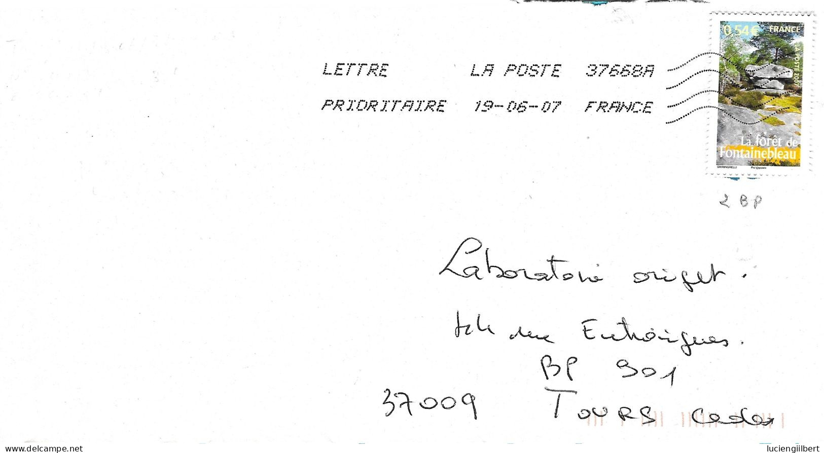 TIMBRE N° 4016   -  LA FORET DE FONTAINEBLEAU     - TARIF DU 1 10 06 AU 28 2 08  -  SEUL SUR LETTRE - 2007 - Tarifs Postaux