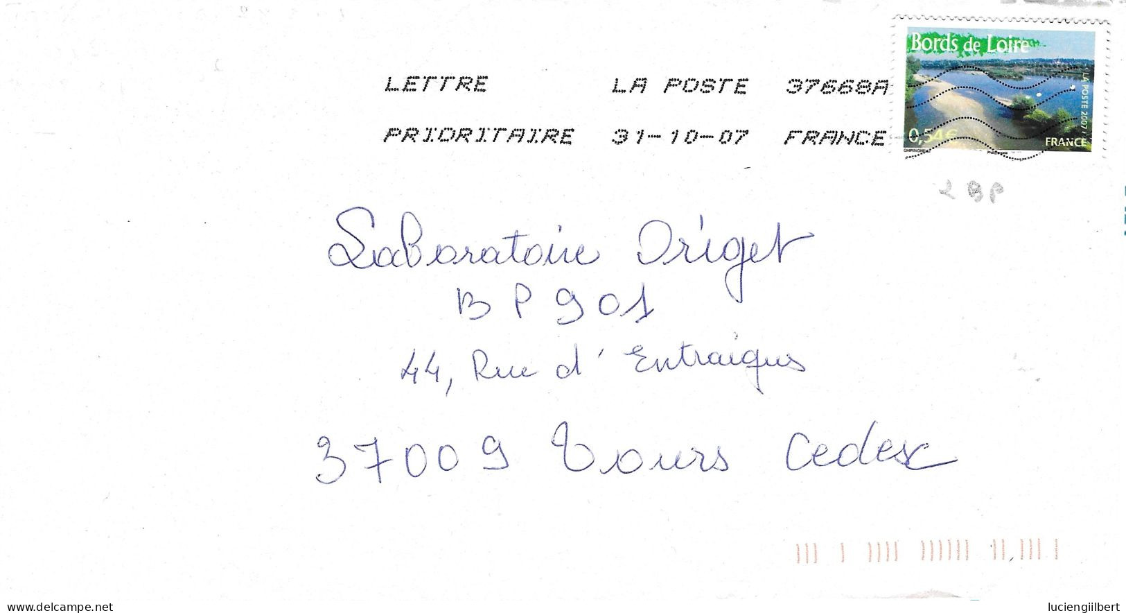 TIMBRE N° 4017   -  BORDS DE LOIRE     - TARIF DU 1 10 06 AU 28 2 08  -  SEUL SUR LETTRE - 2007 - Postal Rates