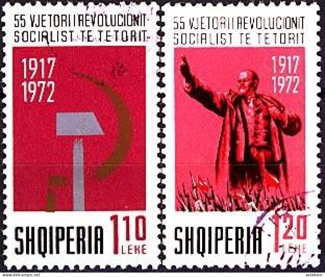 ALBANIA 1972, LENIN, 55 YEARS From The OCTOBER REVOLUTION, COMPLETE, USED SERIES With GOOD QUALITY - Albanie
