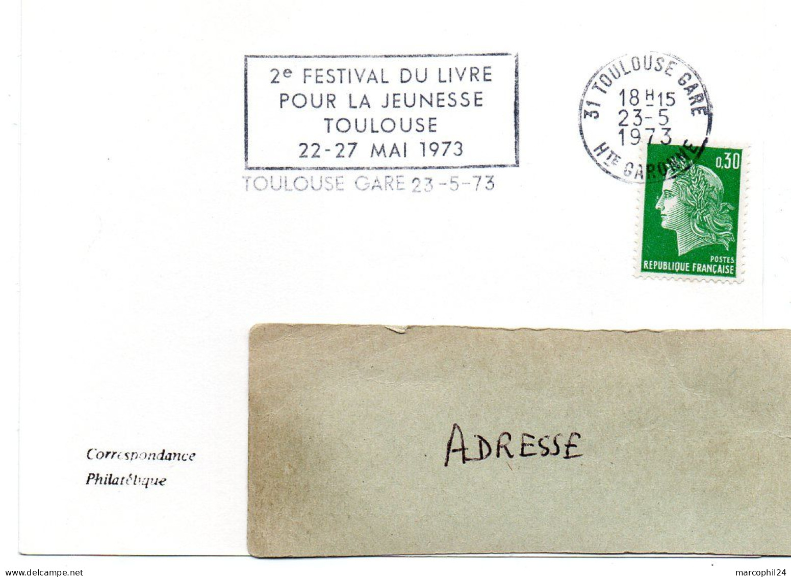 ECRIVAIN / LIVRE = 31 TOULOUSE GARE 1973 = FLAMME Type II = SECAP TEMPORAIRE = FESTIVAL Pour La JEUNESSE - Mechanical Postmarks (Advertisement)