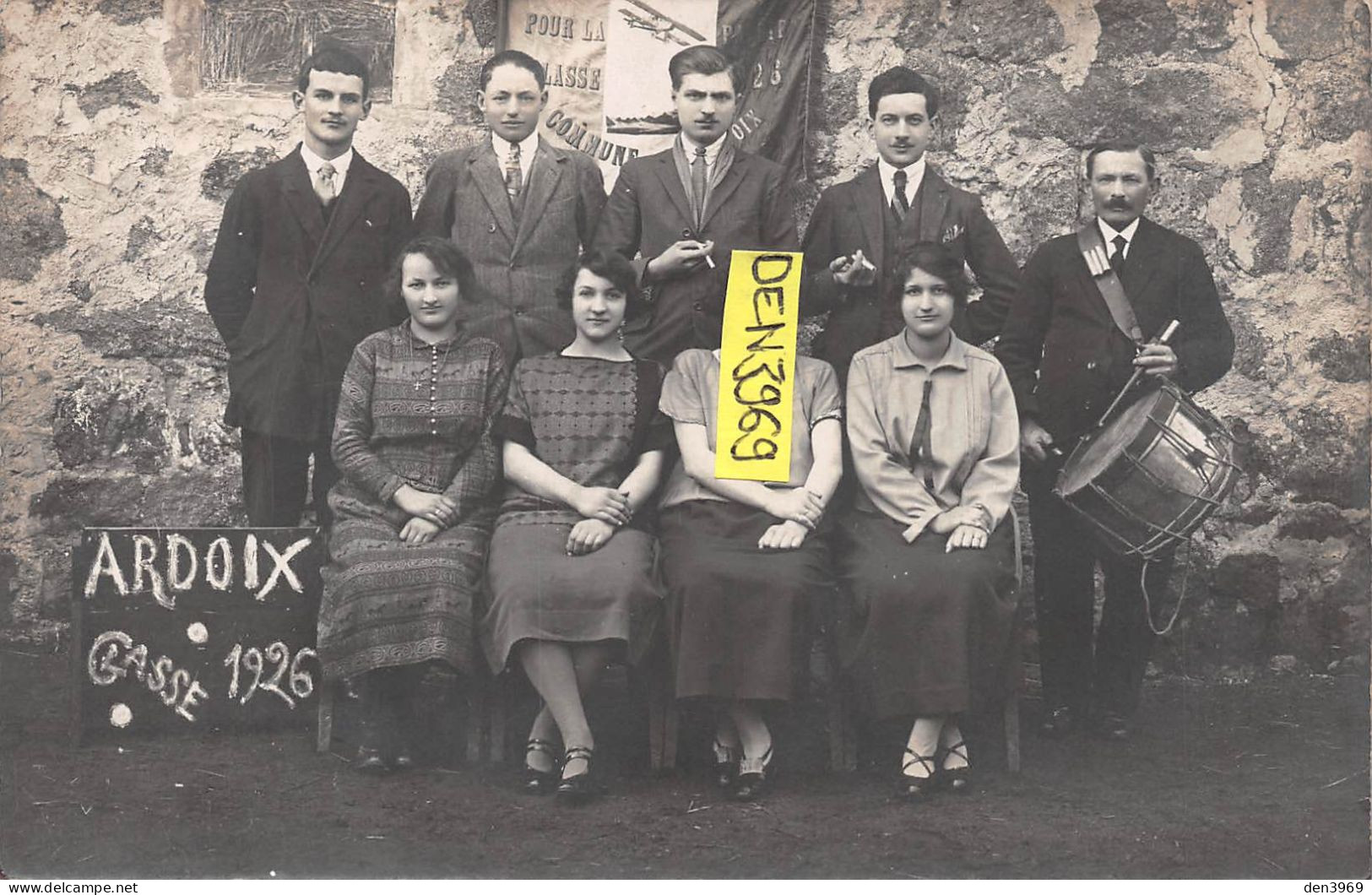 ARDOIX (Ardèche) - Les Conscrits De La Classe 1926 - Tambour - Carte-Photo J. Jacquet, St-Donat, Saint-Vallier - Other & Unclassified