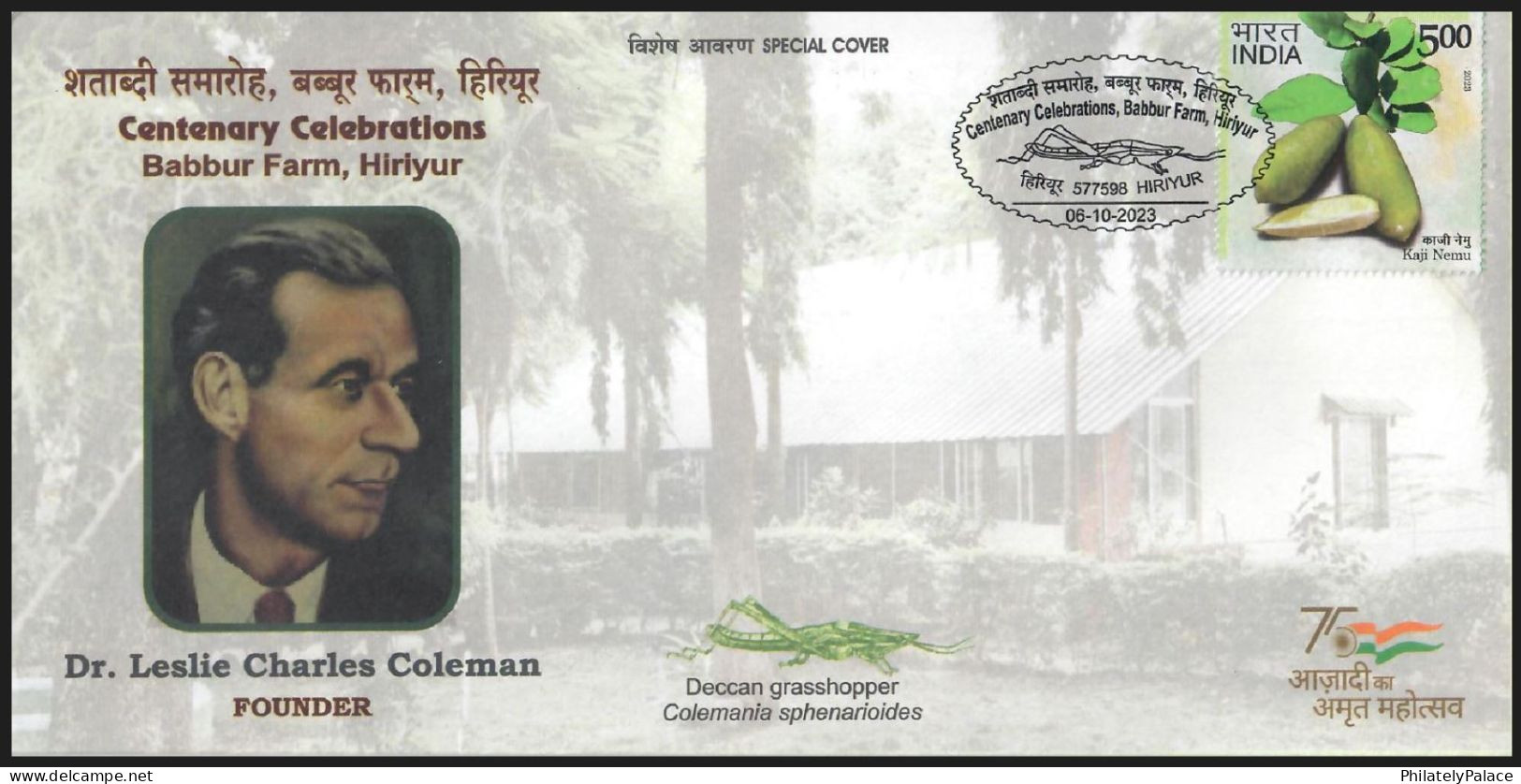 India 2023 Dr Lesile Charles Coleman,Grasshopper,Insect,Entomologist,Pathologist,Virologist, Sp Cover (**) Inde Indien - Lettres & Documents