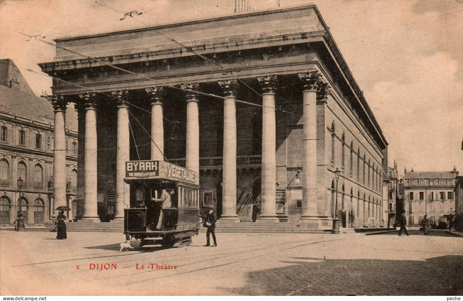 N°2923 W -cpa Dijon -le Théâtre -Tramway- - Tramways