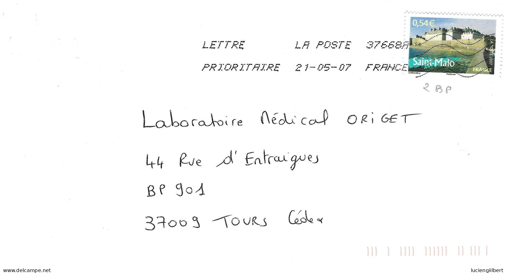 TIMBRE N° 4020   -  SAINT MALO     - TARIF DU 1 10 06 AU 28 2 08  -  SEUL SUR LETTRE - 2007 - Postal Rates