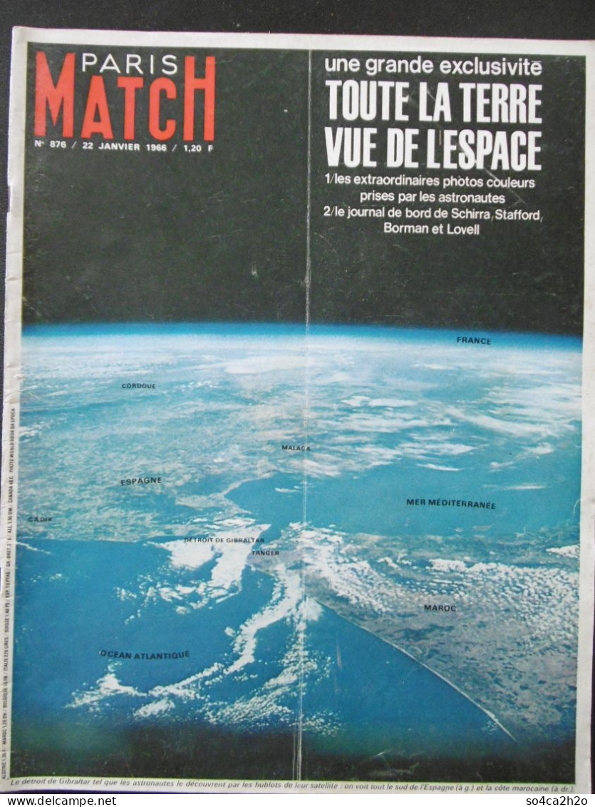 Paris Match N°876 22 Janvier 1966 Toute La Terre Vue De L'espace - Informations Générales