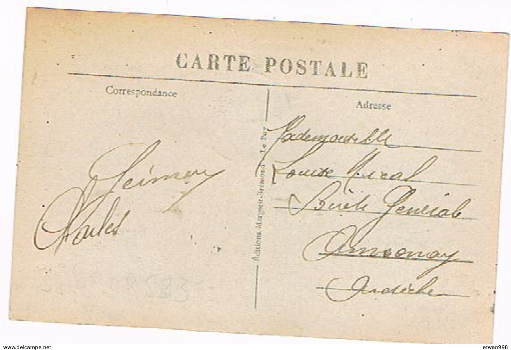 07 LA LOUVESC Cachet Manuel Semeuse 5c Jaune Orange S/ Carte Postale 1318 - Handstempel