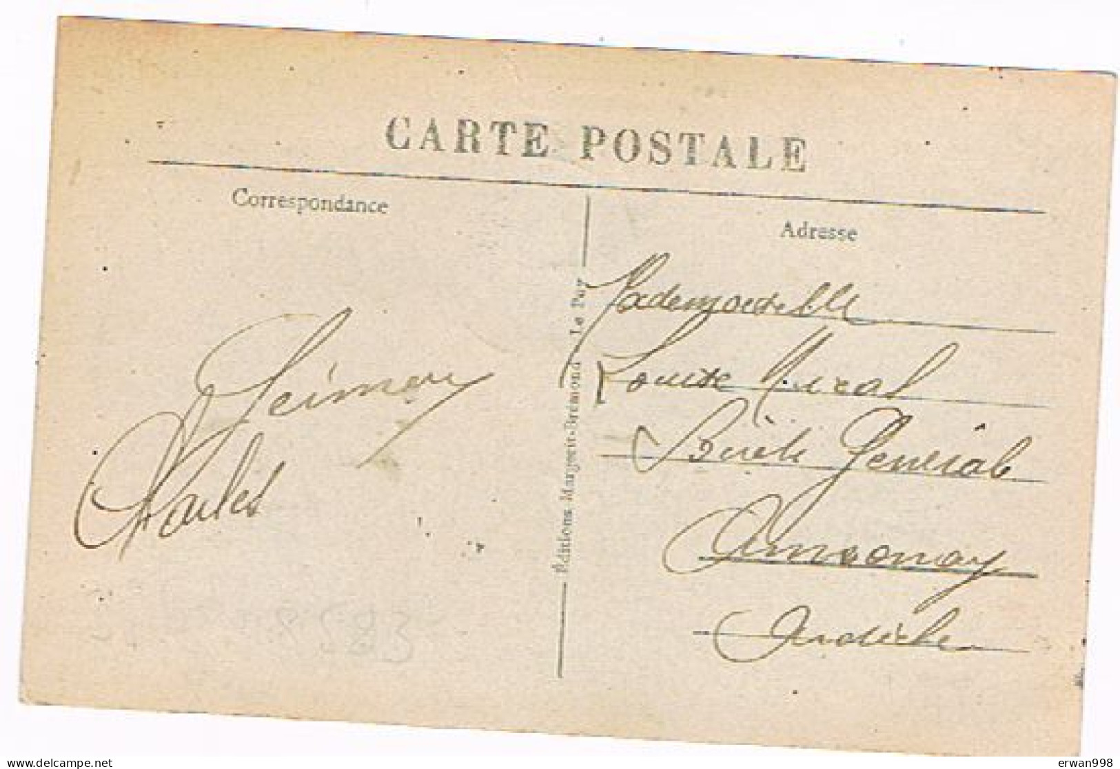 07 LA LOUVESC Cachet Manuel Semeuse 5c Jaune Orange S/ Carte Postale 1318 - Cachets Manuels