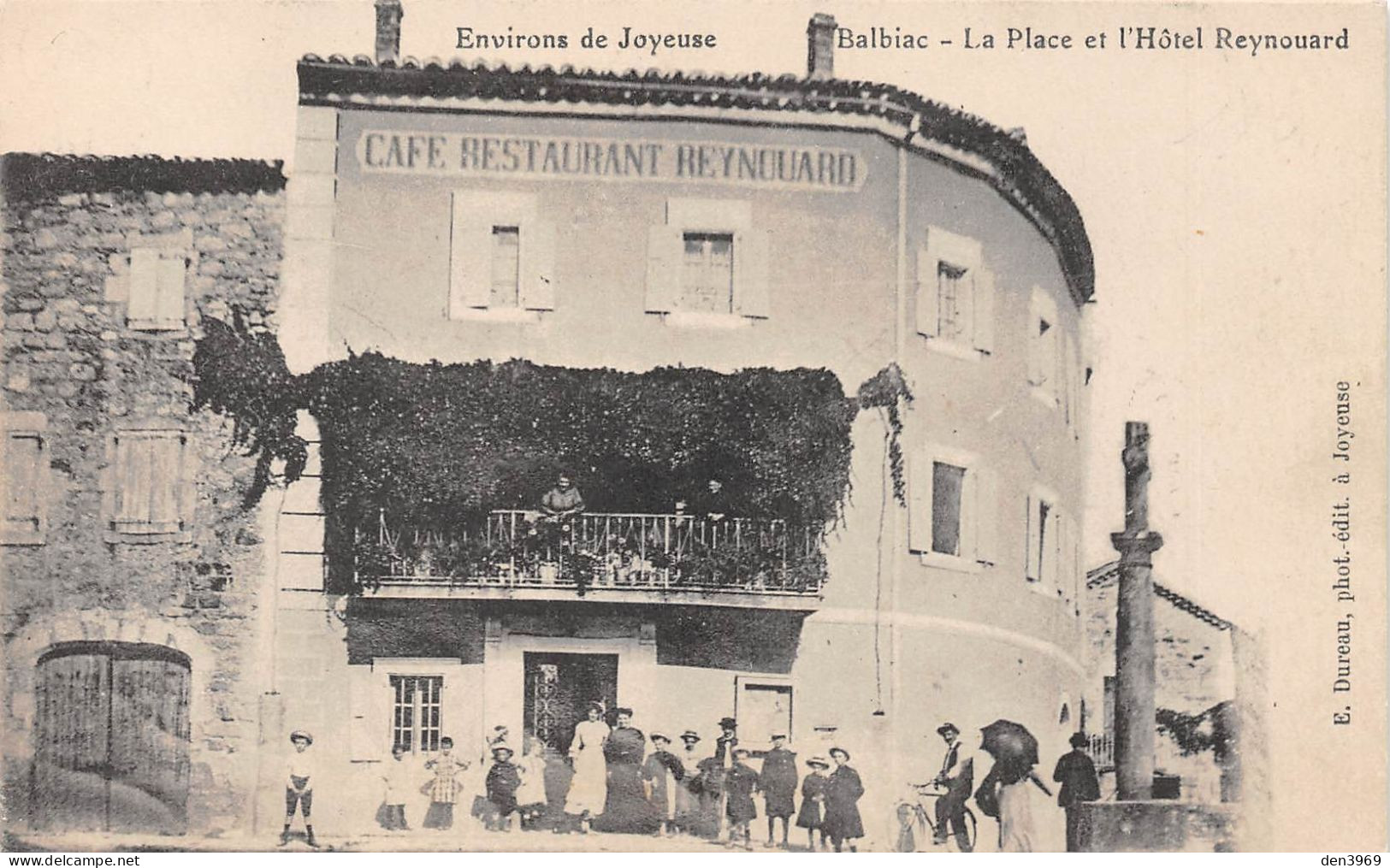 BALBIAC (Ardèche) Par Rosières - La Place Et L'Hôtel Reynouard - Café-Restaurant - Env. De Joyeuse - Ecrit 1923 (2 Scans - Other & Unclassified