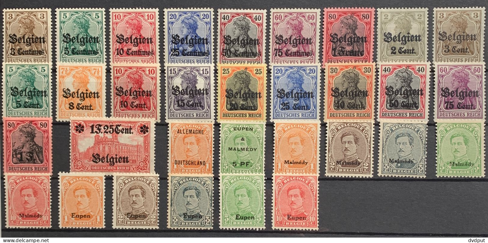 België, 1914-20, Samenstelling 32 OC Zegels, Postfris **, OBP 147€ - Sonstige & Ohne Zuordnung