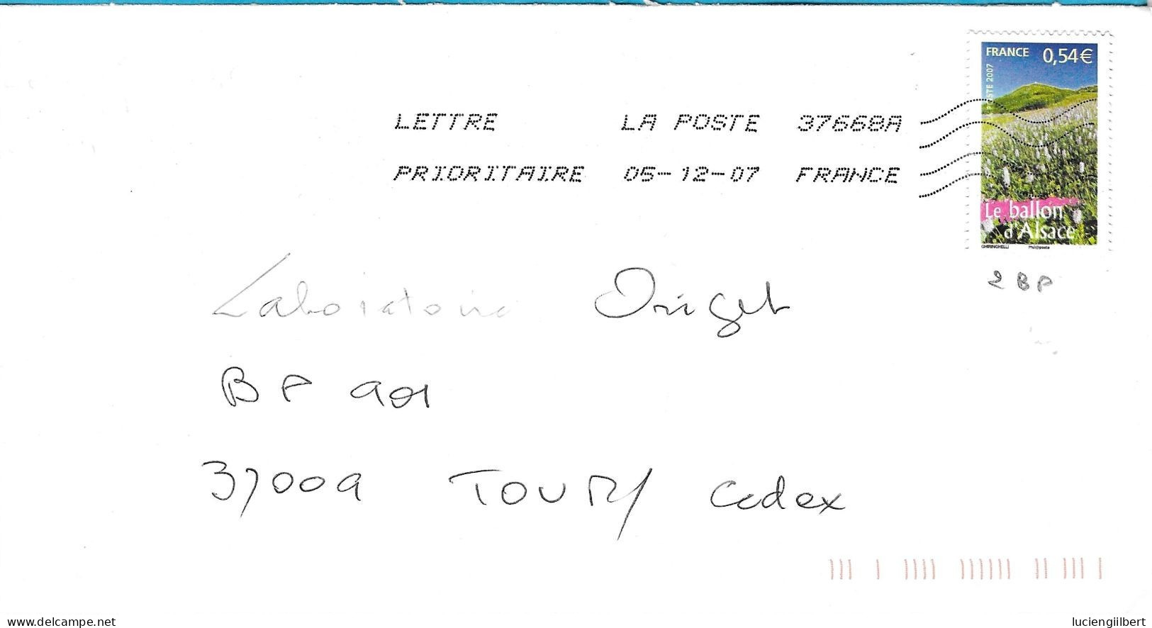 TIMBRE N° 4022   -  LE BALLON D'ALSACE     - TARIF DU 1 10 06 AU 28 2 08  -  SEUL SUR LETTRE - 2007 - Tarifs Postaux