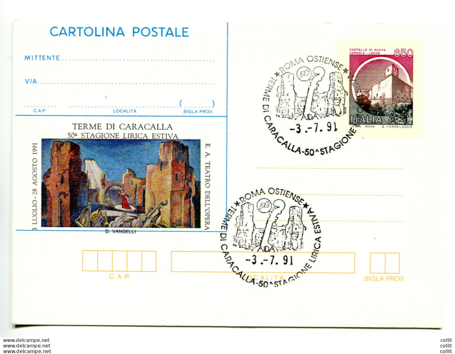 C.P. Castelli Lire 650 "Terme Di Caracalla" Privata - Stamped Stationery