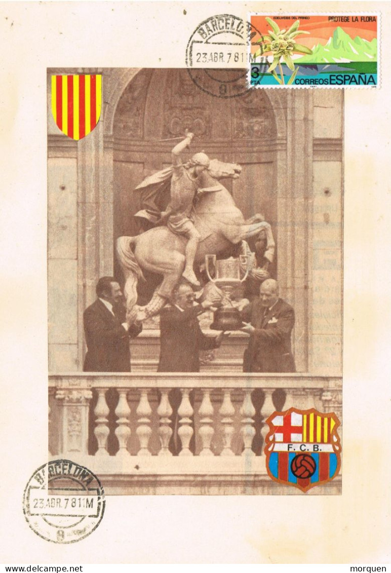 55142. Tarjeta BARCELONA 1978. Tema FUTBOL, Football BARÇA, Copa De Futbol. Sant Jordi Y Tarradellas - Covers & Documents