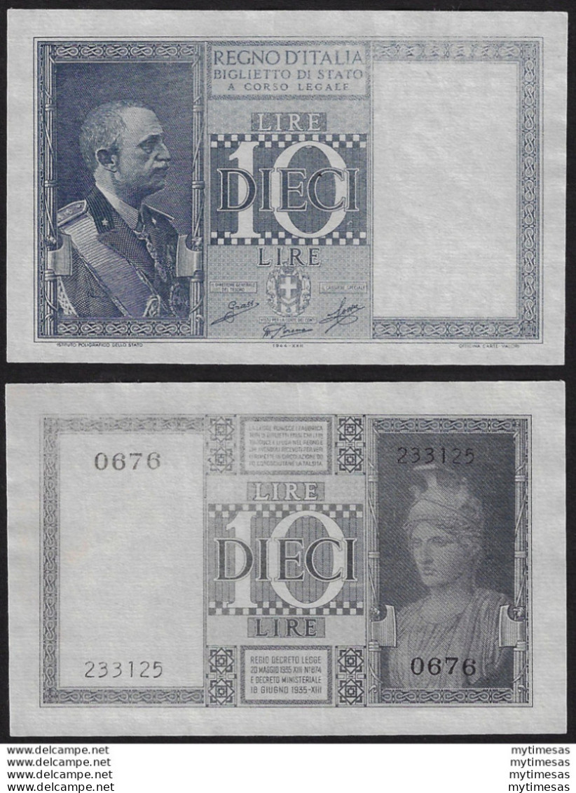 1944 Lire 10 Impero SUP Rif BS 18D Gigante - Other & Unclassified