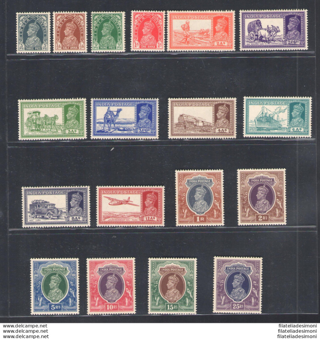 1937-40 India - Stanley Gibbson N. 247-64 - Effige Di Giorgio VI - 18 Valori - MNH** - Autres & Non Classés