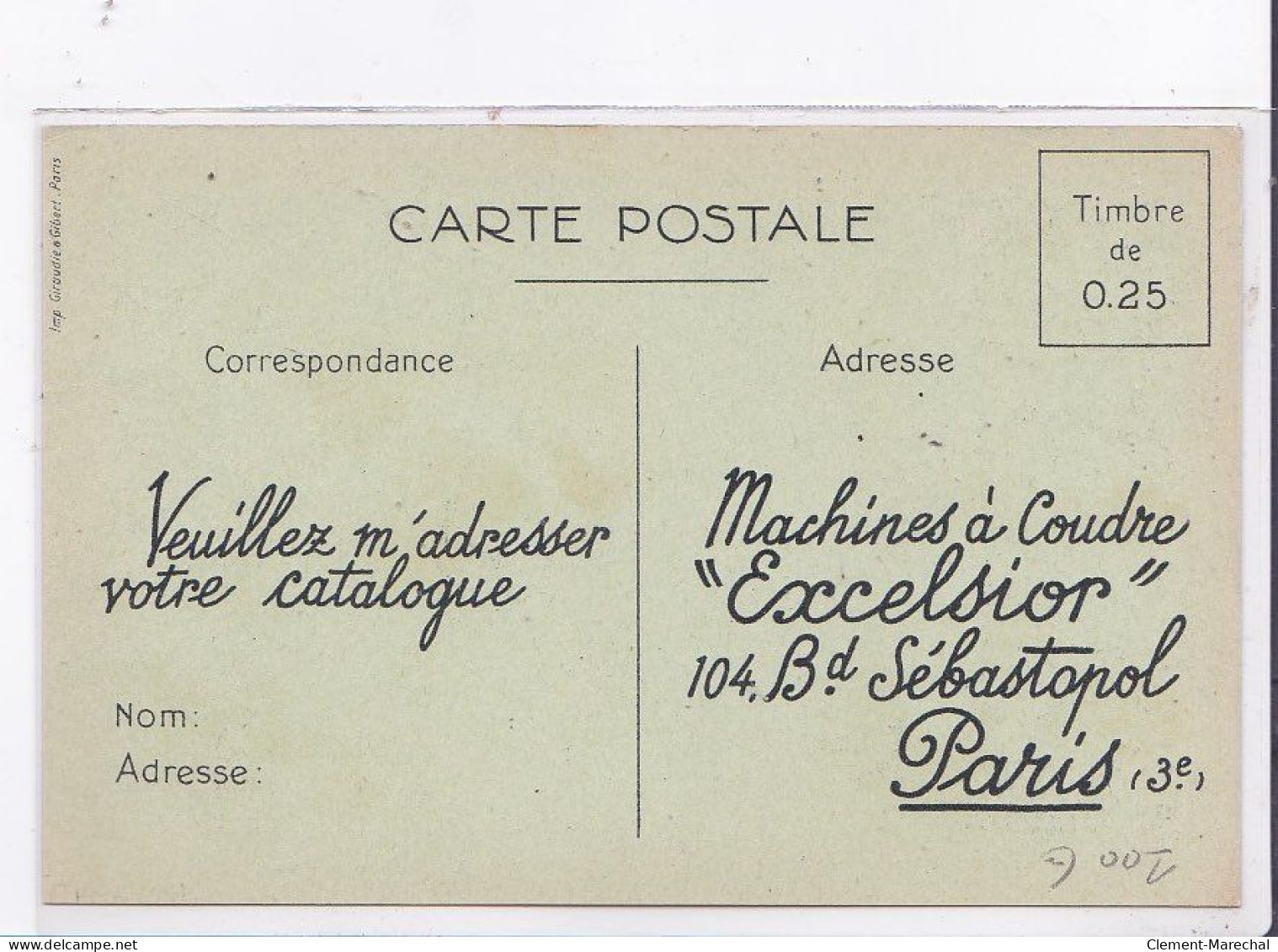 PUBLICITE : Excelsior - Machine A Coudre (GIB GIB) - Très Bon état - Werbepostkarten