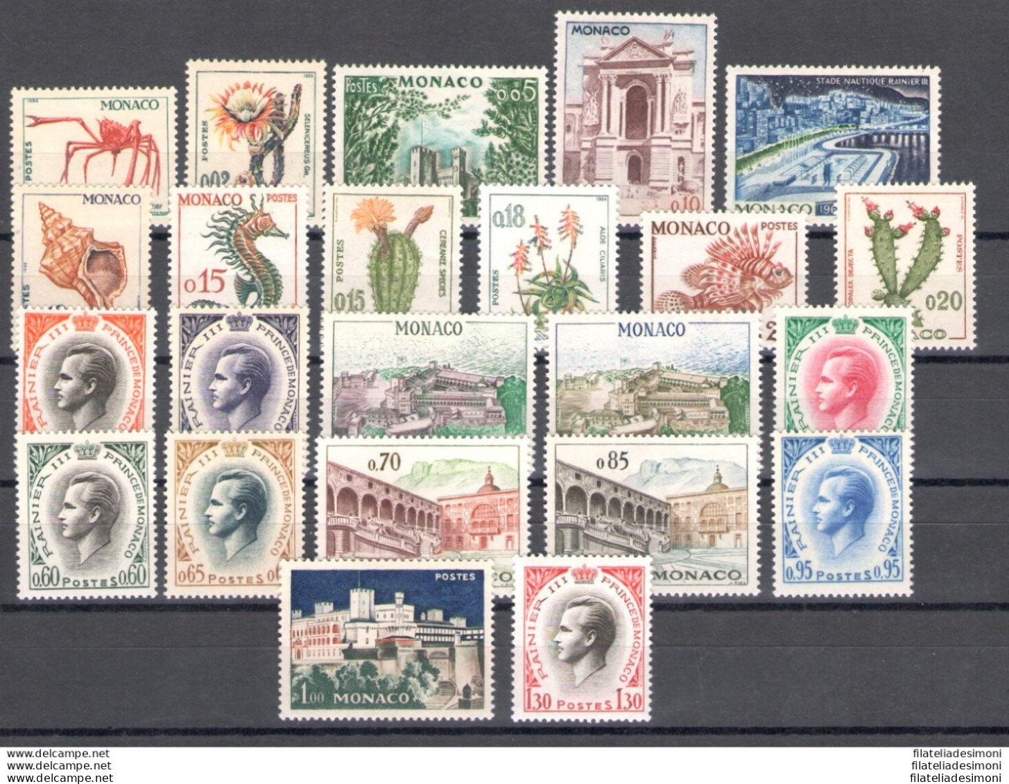 1960-65 MONACO, Flora E Fauna, Yvert N.. 537A-550A - 23 Valori, MNH** - Autres & Non Classés