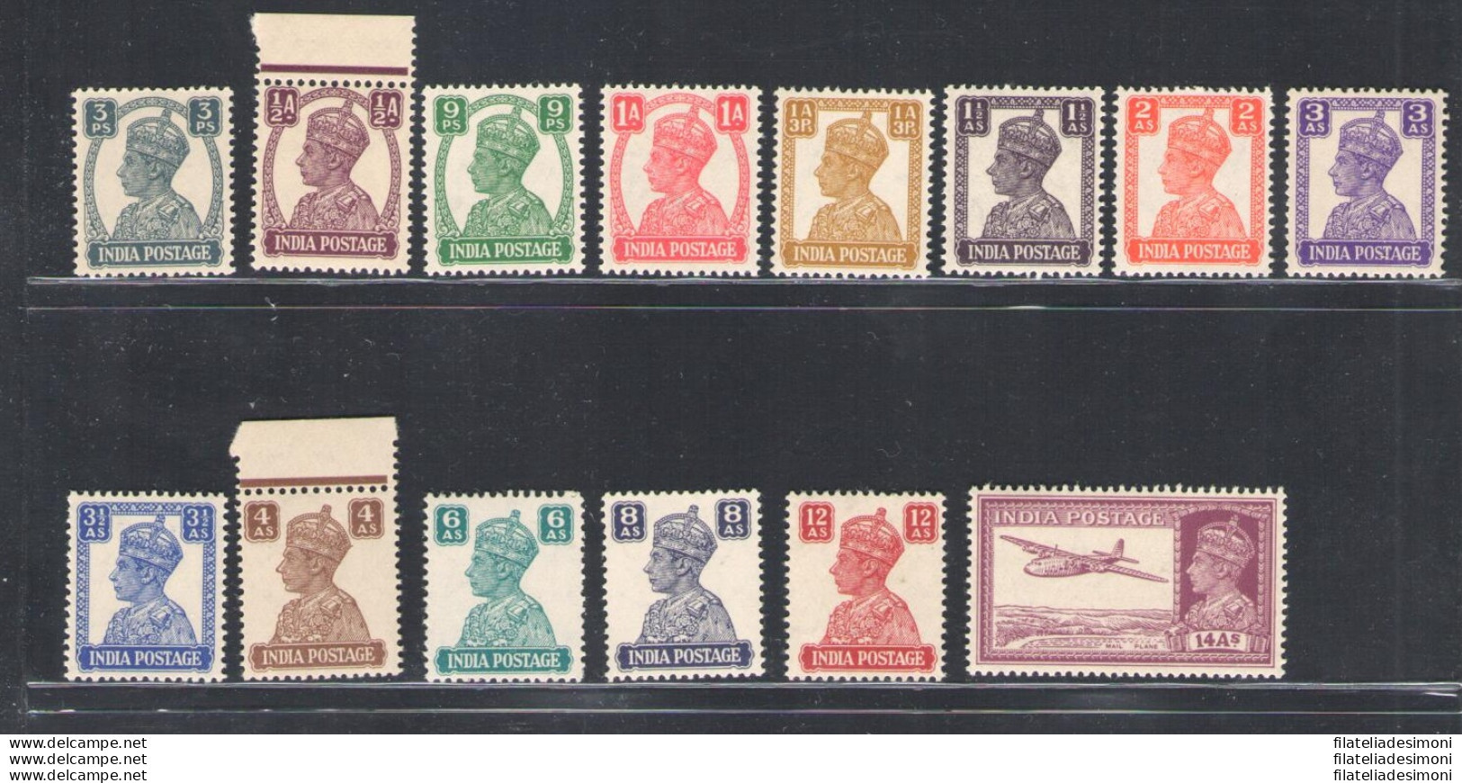 1940-43 India - Stanley Gibbson N. 265-77 - 14valori - MNH** - Autres & Non Classés
