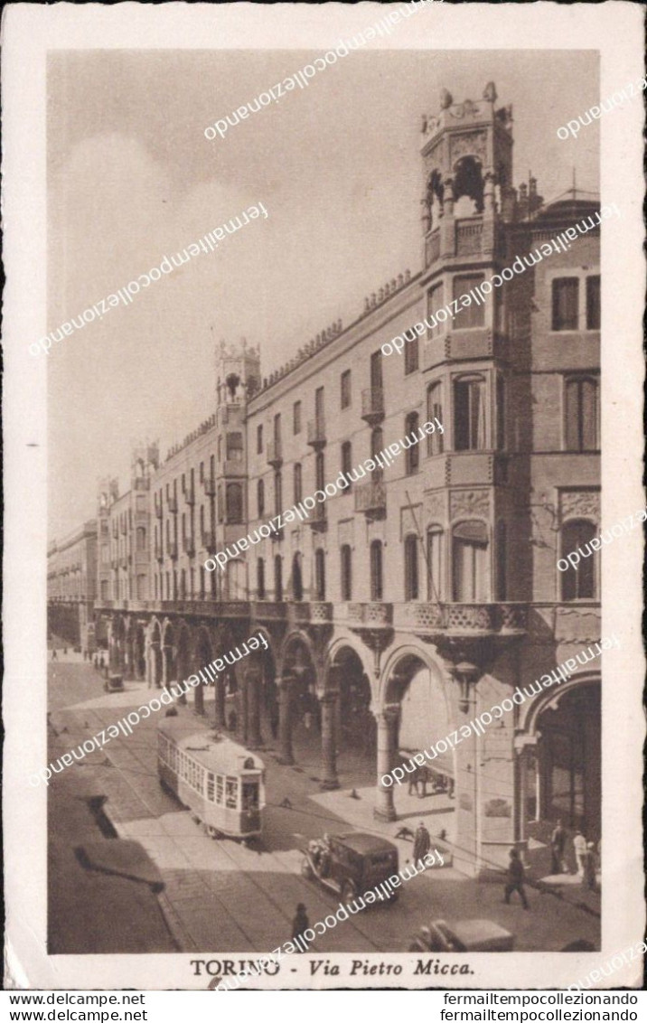 Cm543 Cartolina Torino Citta' Via Pietro Micca Tram 1937 - Autres & Non Classés