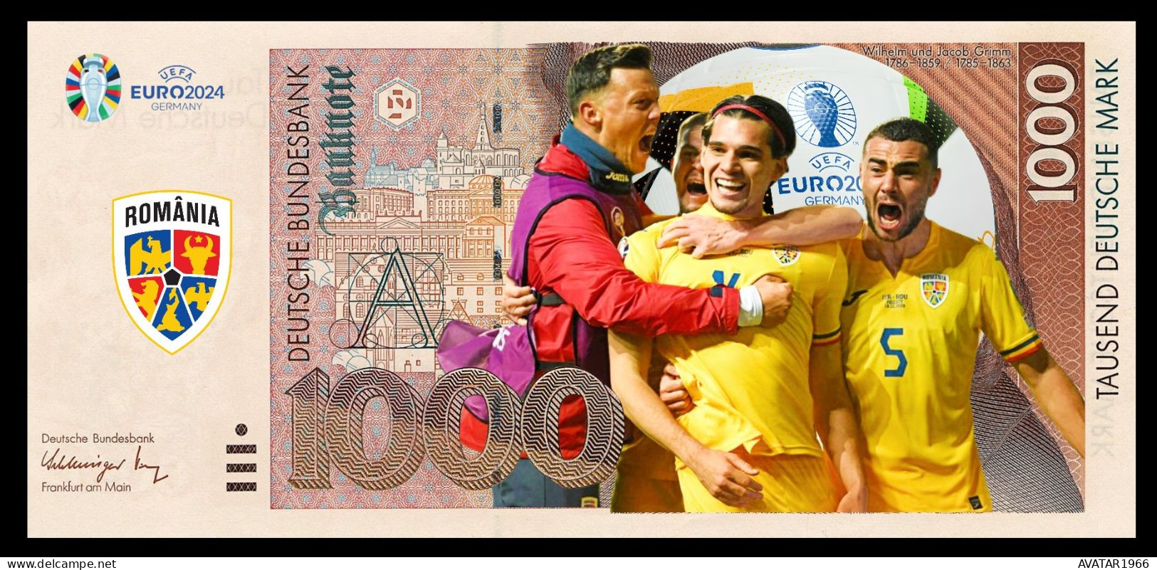 UEFA European Football Championship 2024 Qualified Country Romania 8 Pieces Germany Fantasy Paper Money - [15] Commemorativi & Emissioni Speciali Collezionisti