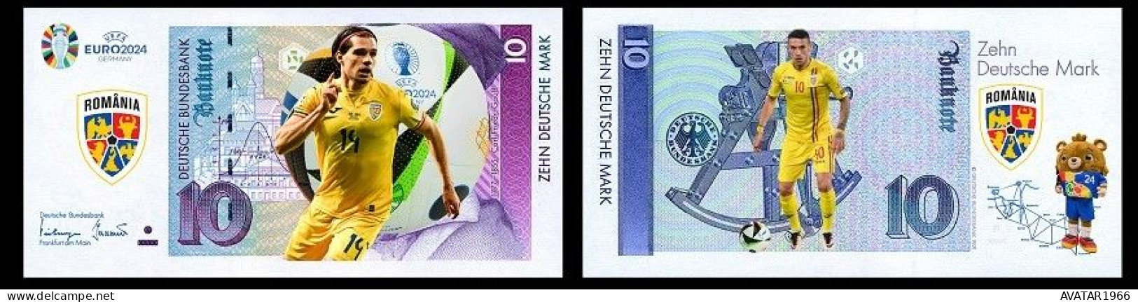 UEFA European Football Championship 2024 Qualified Country Romania 8 Pieces Germany Fantasy Paper Money - [15] Commemorativi & Emissioni Speciali Collezionisti