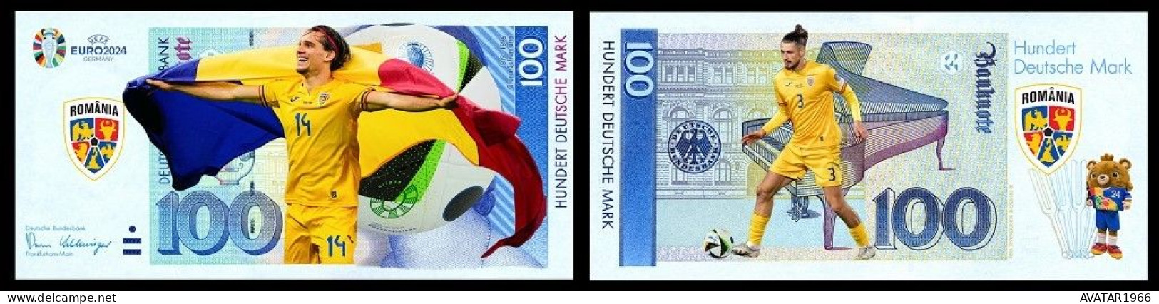 UEFA European Football Championship 2024 qualified country Romania 8 pieces Germany fantasy paper money