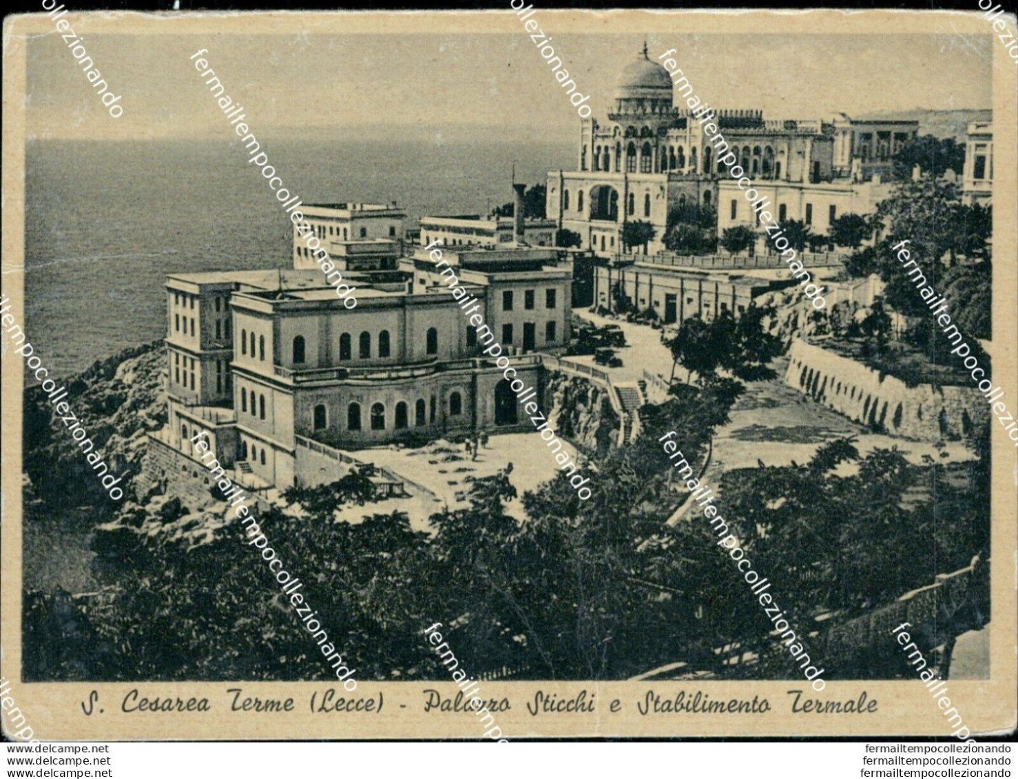 U650 Cartolina S.cesarea Terme Palazzo Sticchi E Stabilimento Termale Lecce - Lecce