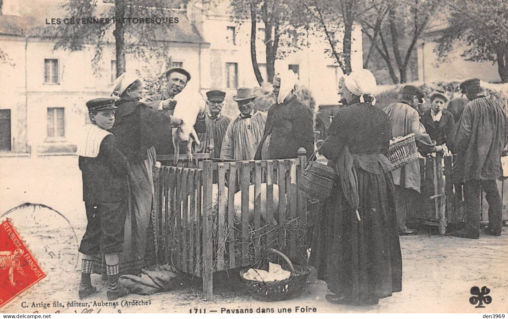 Les CEVENNES (Ardèche) Pittoresques - Paysans Dans Une Foire Aux Cochons - Porcs - Voyagé 1907 (2 Scans) - Autres & Non Classés