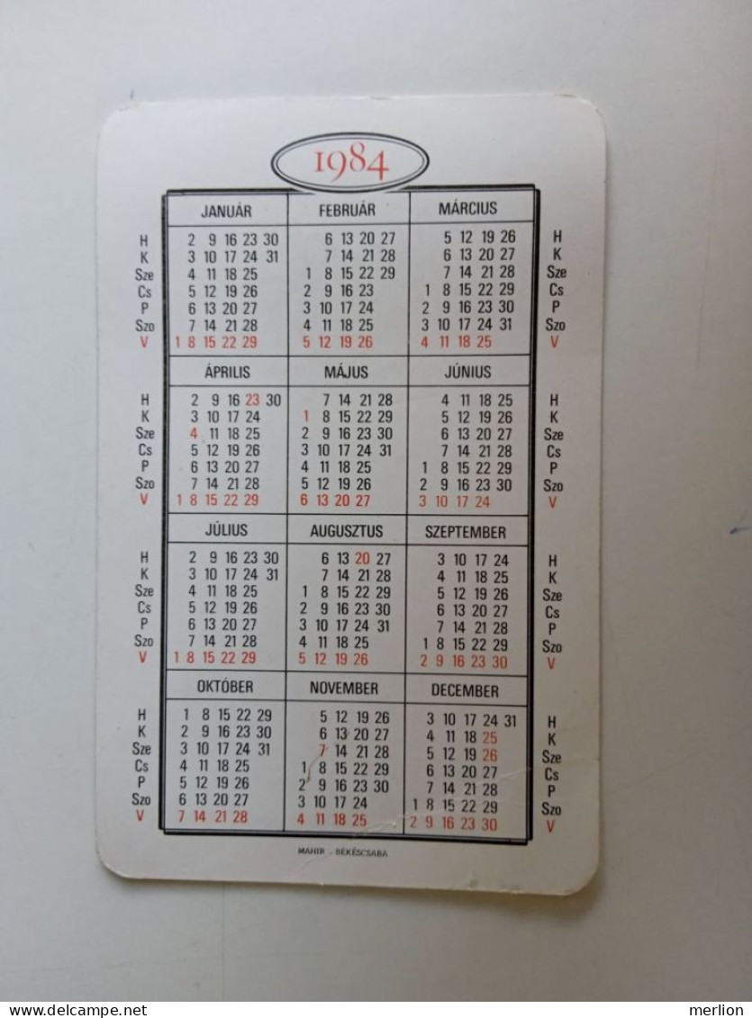 D203036  Pocket Calendar  Hungary  - Fővárosi Gázművek  1984 Budapest - Kleinformat : 1981-90