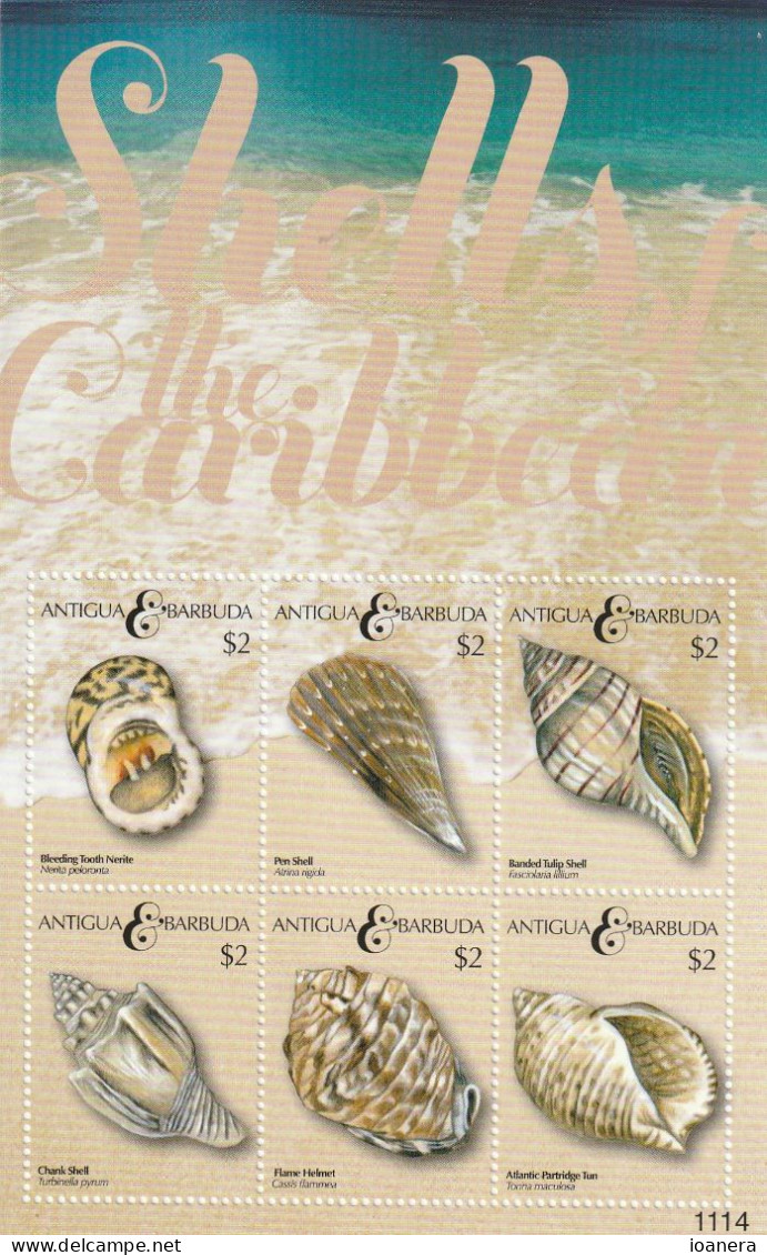 Antigua And Barbuda 2011 - Fauna , Molluscs , Block 6 Stamps , Perforated, MNH , Mi.4912-4917 - Antigua And Barbuda (1981-...)