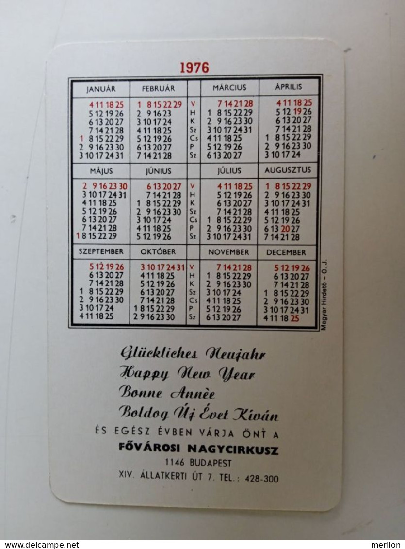 D203038 Pocket Calendar  Hungary  -1976  Fővárosi Nagycirkusz - Circque Circus Budapest Hongrie - Kleinformat : 1971-80