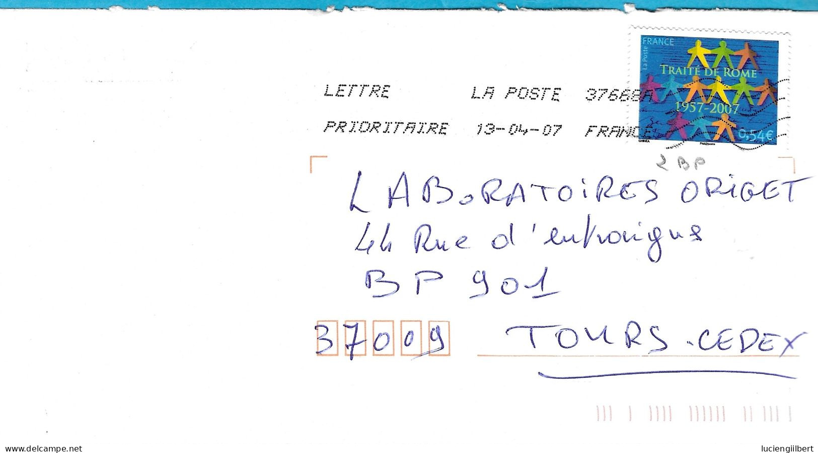 TIMBRE N°4030  -  TRAITE DE ROME  - TARIF DU 1 10 06  AU 28 2 08 - SEUL SUR LETTRE  -  2007 - Postal Rates