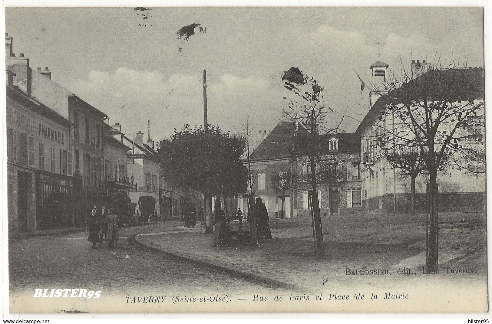 Taverny (95) La Rue De Paris Et La Place De La Mairie Envoyée En 1916 - Taverny