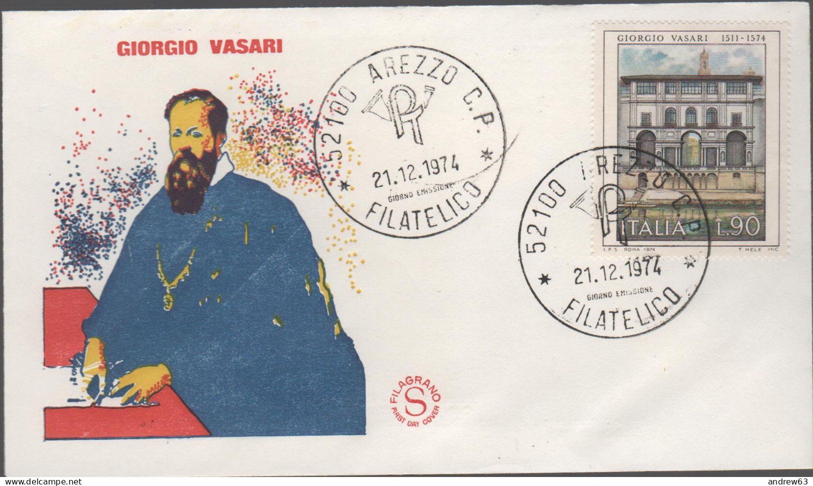 ITALIA - ITALIE - ITALY - 1974 - Arte - 1ª Emissione: Giorgio Vasari - FDC Filagrano - FDC