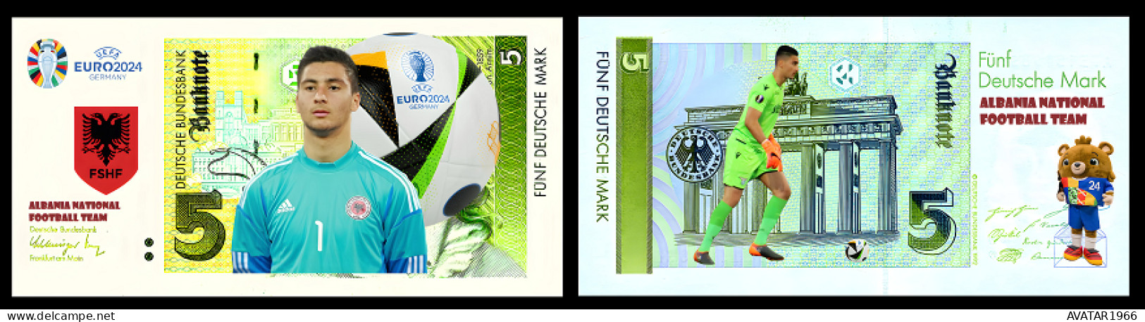 UEFA European Football Championship 2024 Qualified Country Albania 8 Pieces Germany Fantasy Paper Money - Gedenkausgaben