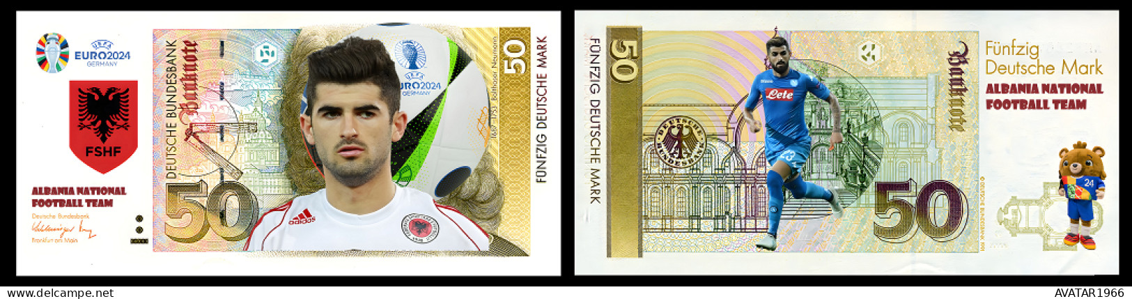 UEFA European Football Championship 2024 Qualified Country Albania 8 Pieces Germany Fantasy Paper Money - Gedenkausgaben