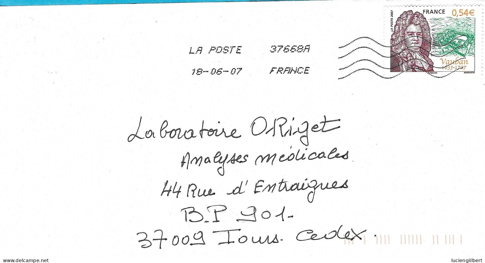 TIMBRE N°4031  -  VAUBAN  - TARIF DU 1 10 06  AU 28 2 08 - SEUL SUR LETTRE  -  2007 - Postal Rates