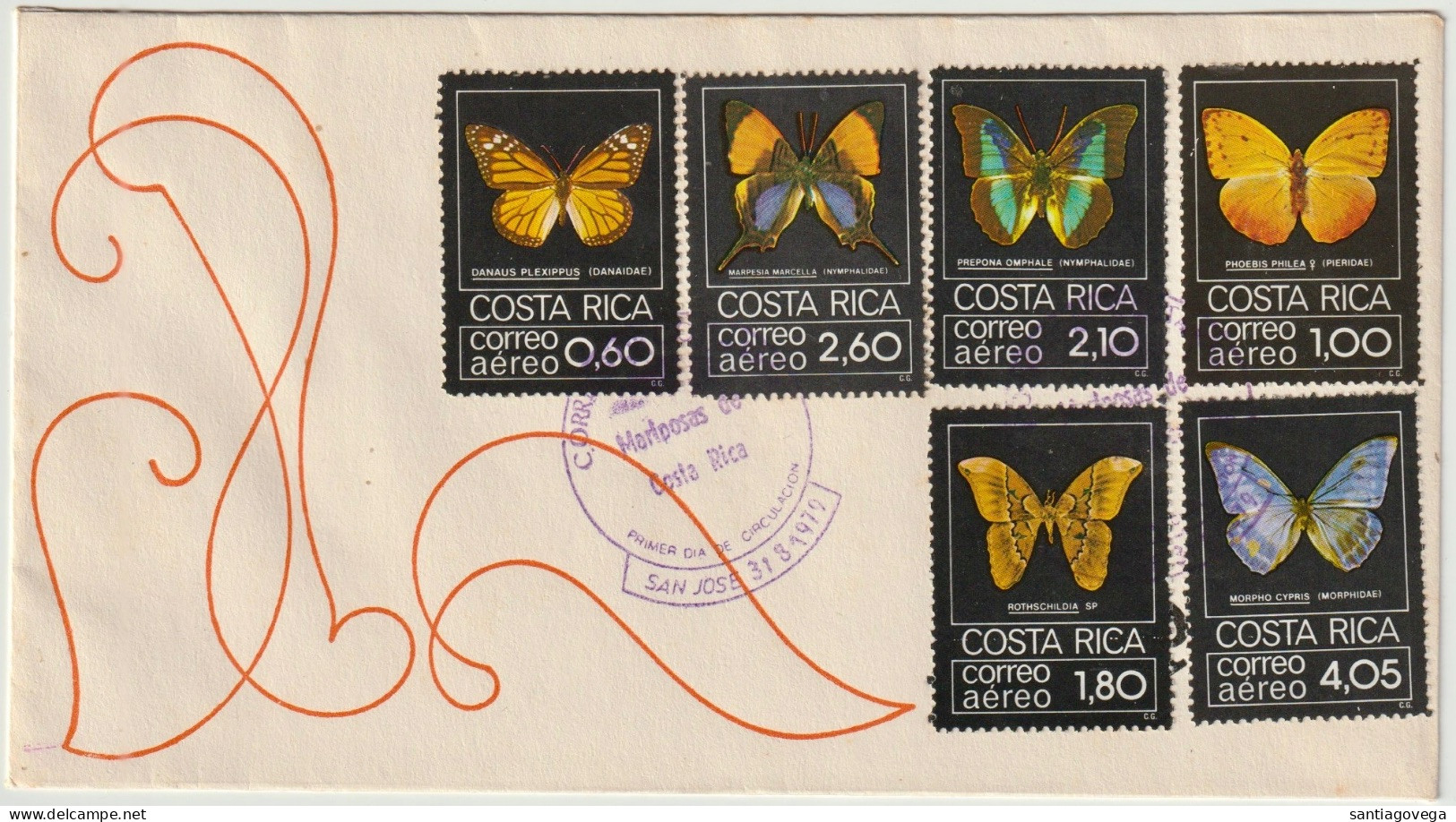 COSTA RICA > First Day Cover - Butterflies - Mariposas - Scott C759-764 - #423 - Costa Rica