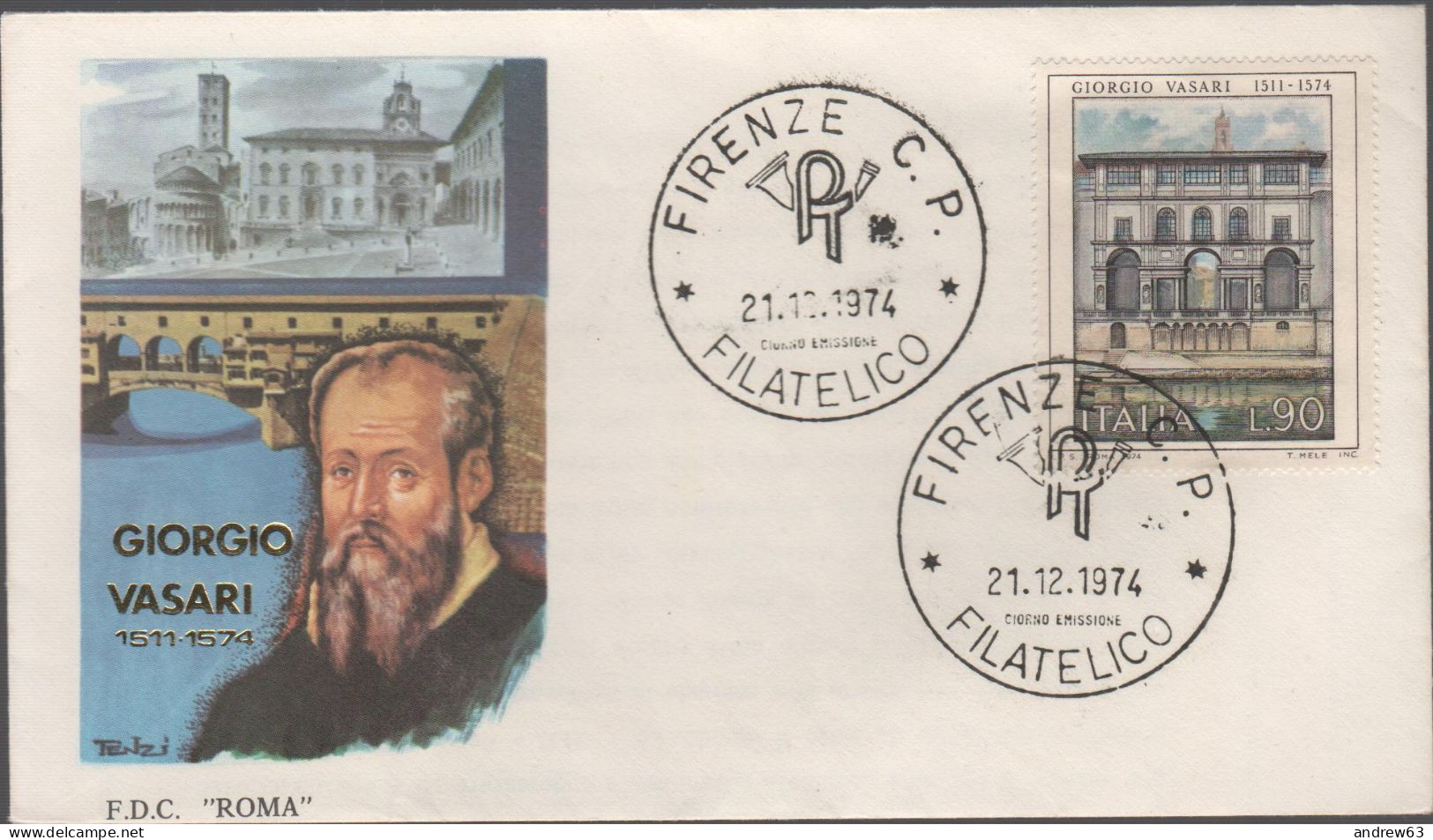 ITALIA - ITALIE - ITALY - 1974 - Arte - 1ª Emissione: Giorgio Vasari - FDC Roma - FDC