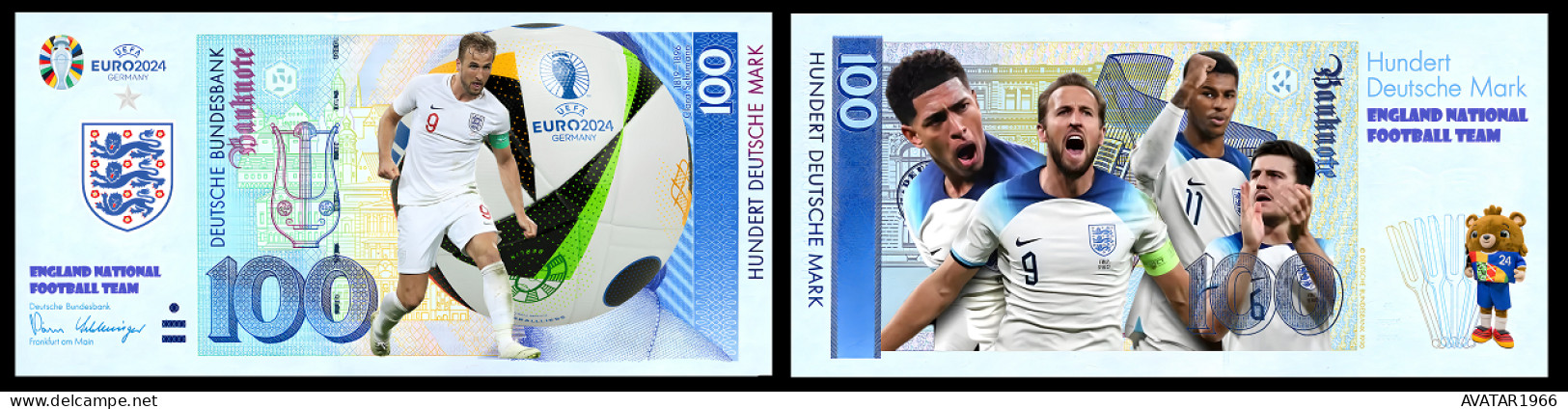 UEFA European Football Championship 2024 qualified country England 8 pieces Germany fantasy paper money