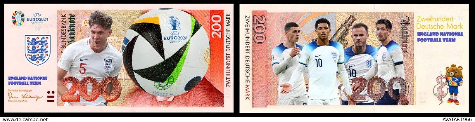 UEFA European Football Championship 2024 qualified country England 8 pieces Germany fantasy paper money