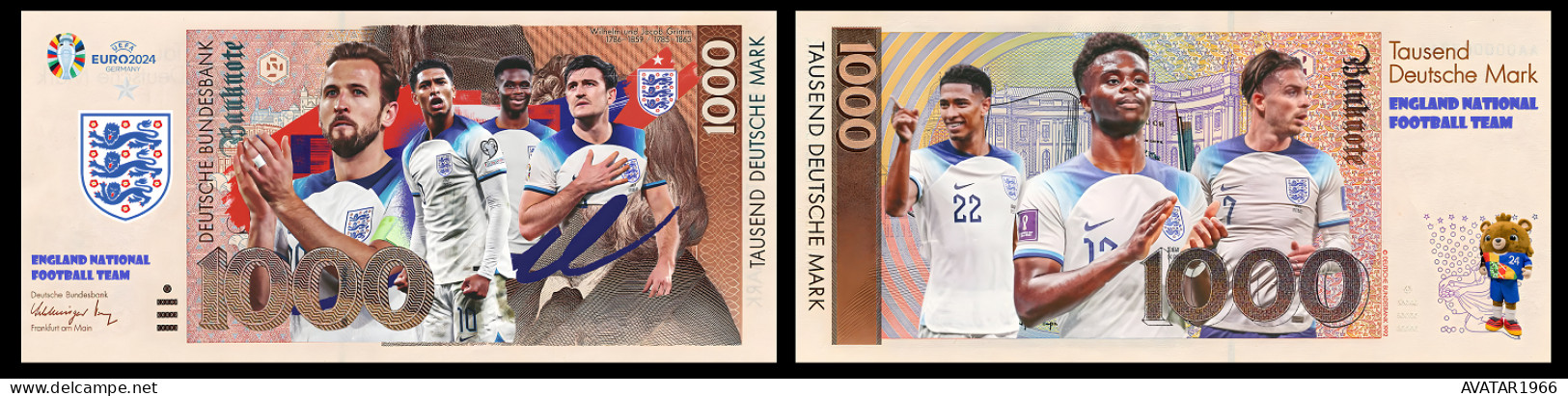 UEFA European Football Championship 2024 qualified country England 8 pieces Germany fantasy paper money