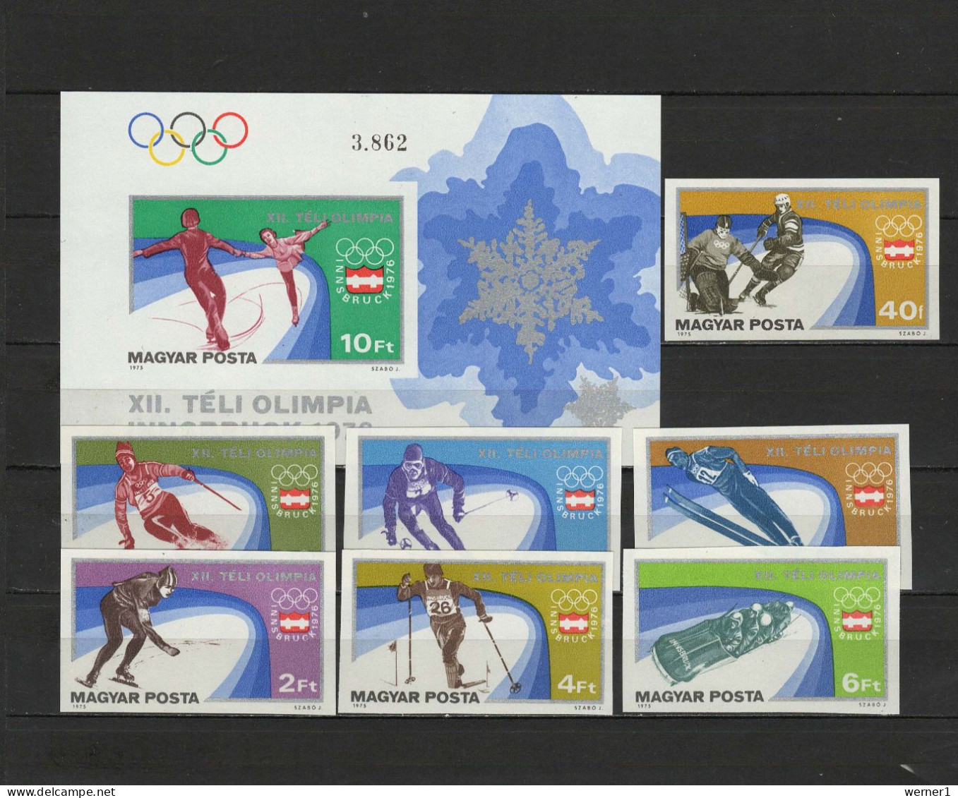 Hungary 1975 Olympic Games Innsbruck Set Of 7 + S/s Imperf. MNH -scarce- - Winter 1976: Innsbruck